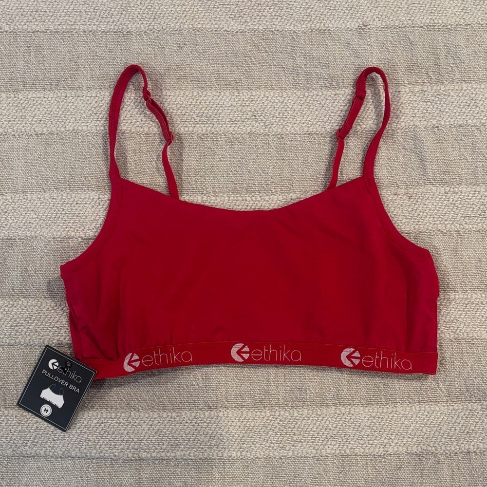 Ethika‎ Women's Red Sports Bra Logo Band Streetwear Athleisure Size M NWT